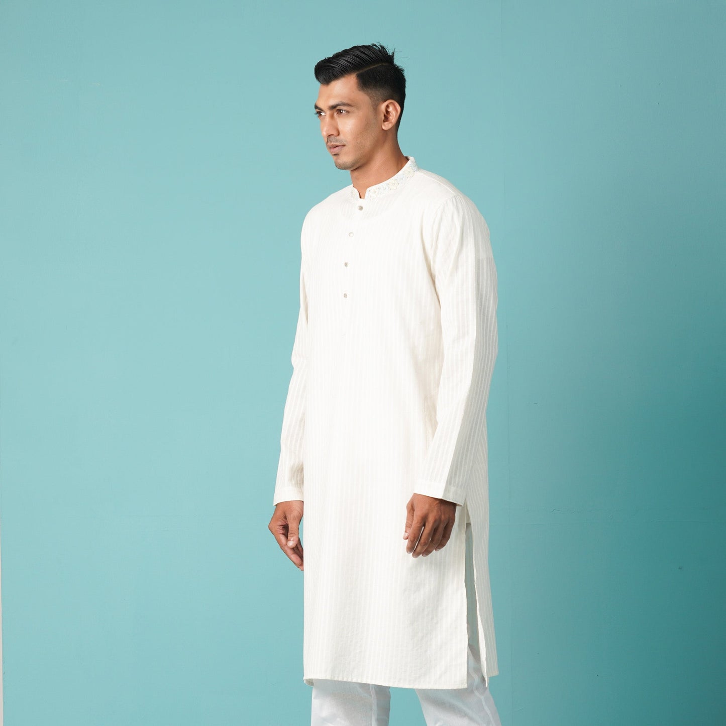 Mens Embroidery Panjabi-Off White
