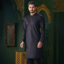 Load image into Gallery viewer, Mens Black Embroidered Panjabi
