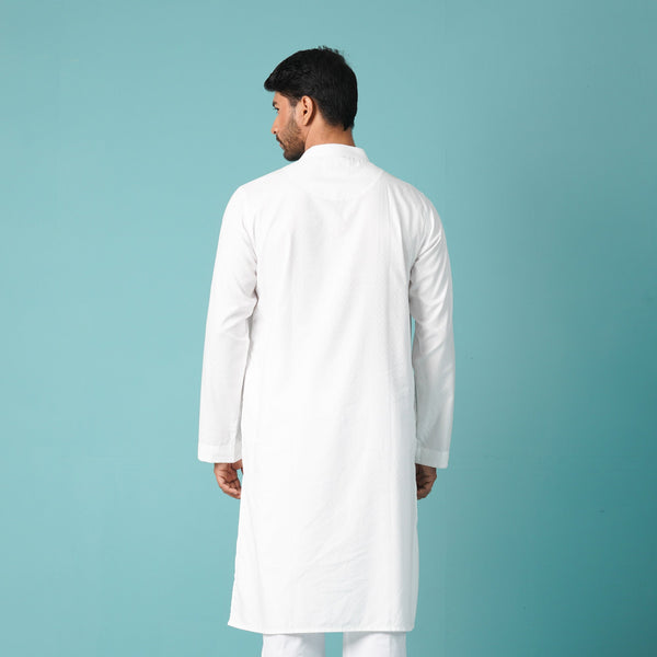 MENS EMBROIDERY PANJABI-WHITE