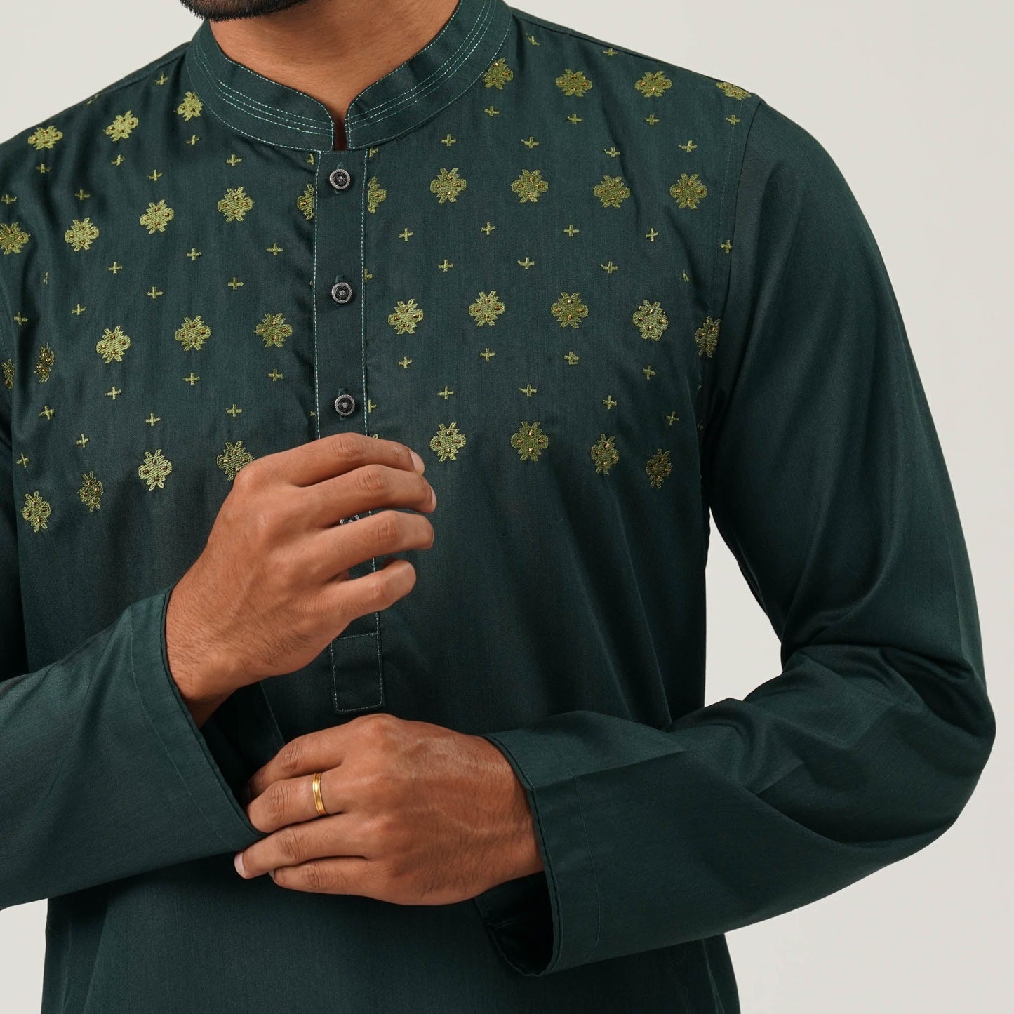 Mens Green Embroidery Panjabi