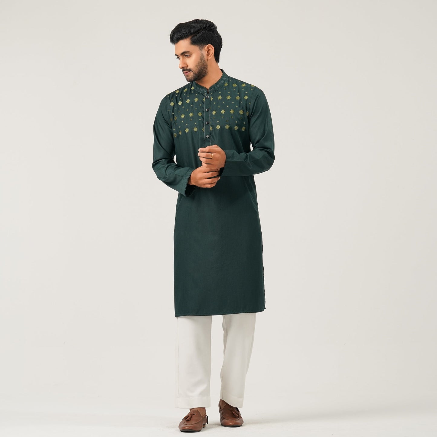 Mens Green Embroidery Panjabi