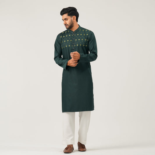 Mens Green Embroidery Panjabi