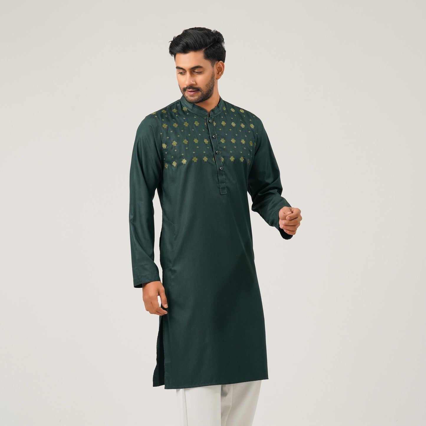 Mens Green Embroidery Panjabi