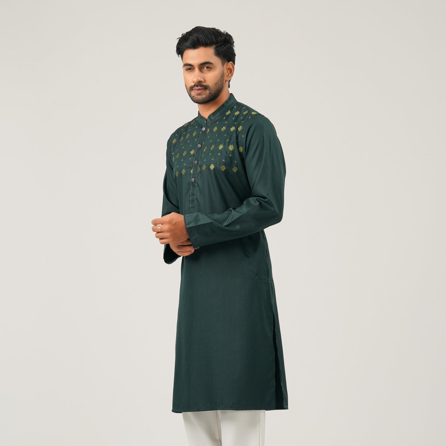Mens Green Embroidery Panjabi