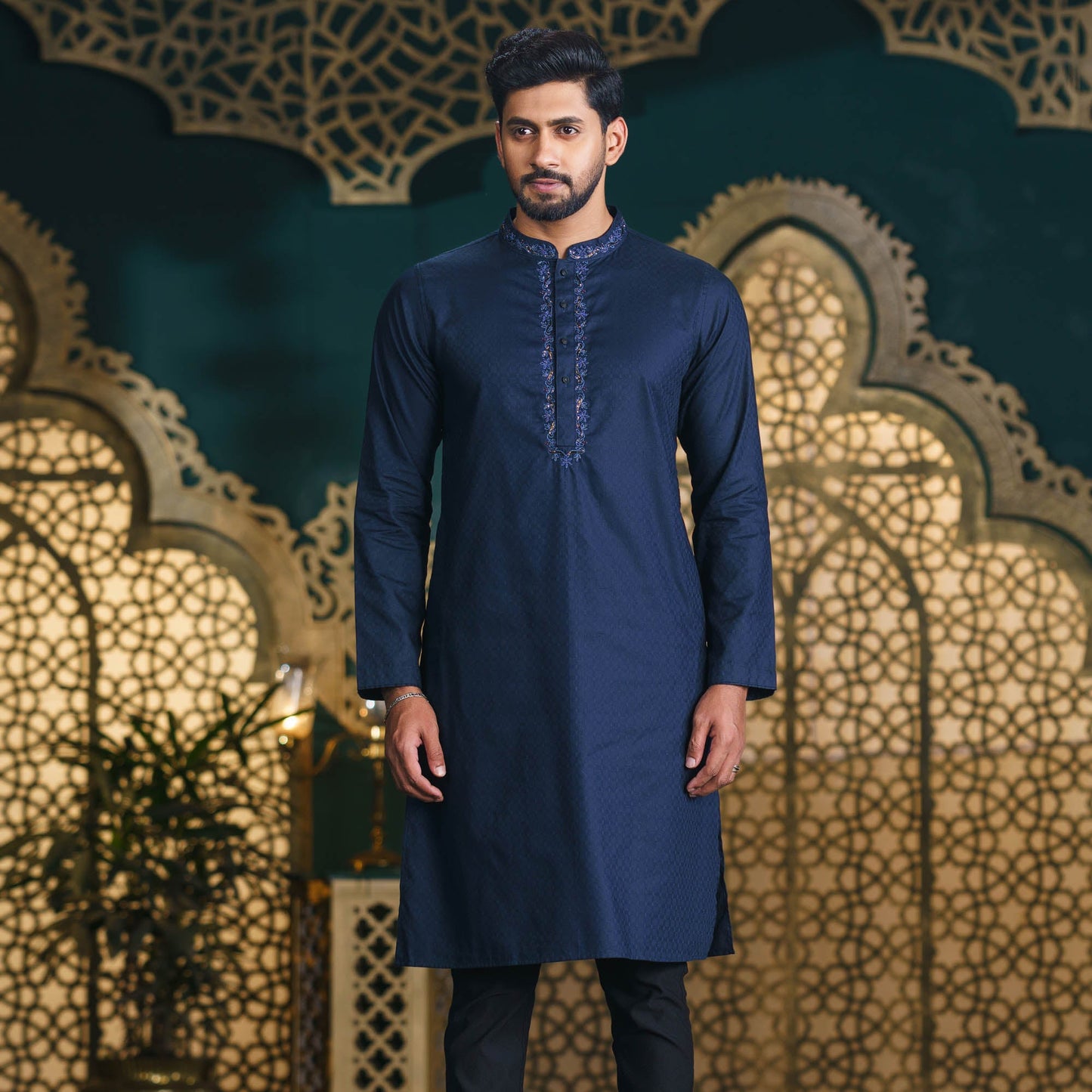 Mens Blue Karchupi Panjabi