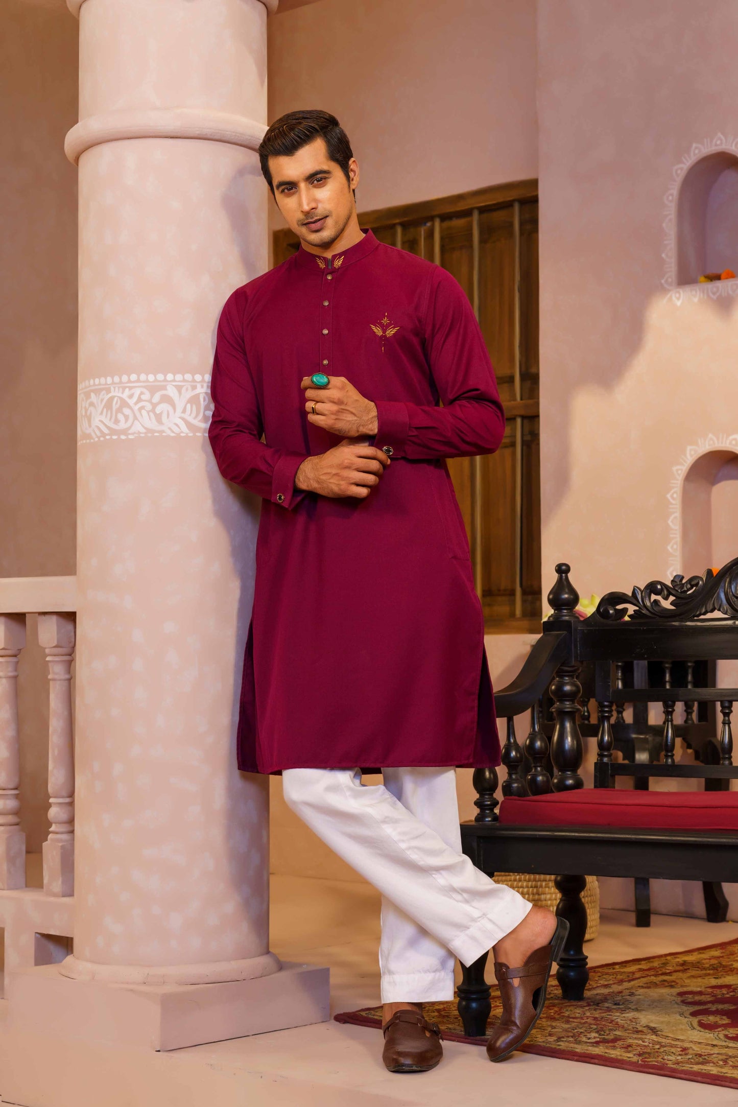 MENS PREMIUM PANJABI- PINK PURPLE