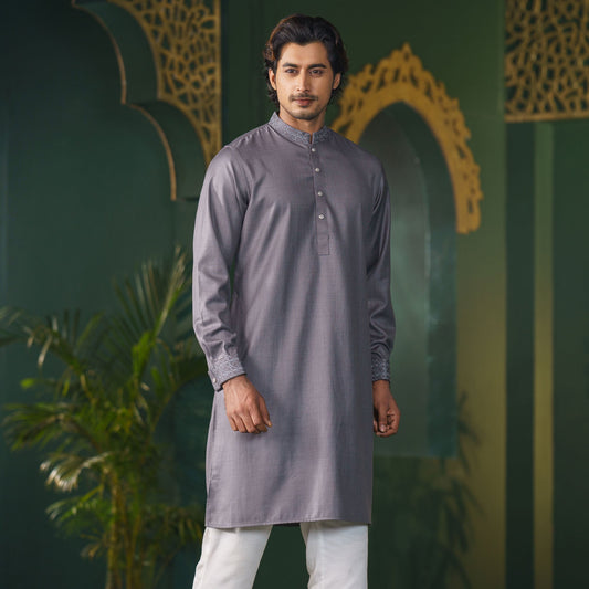 Mens Premium Panjabi-Grey