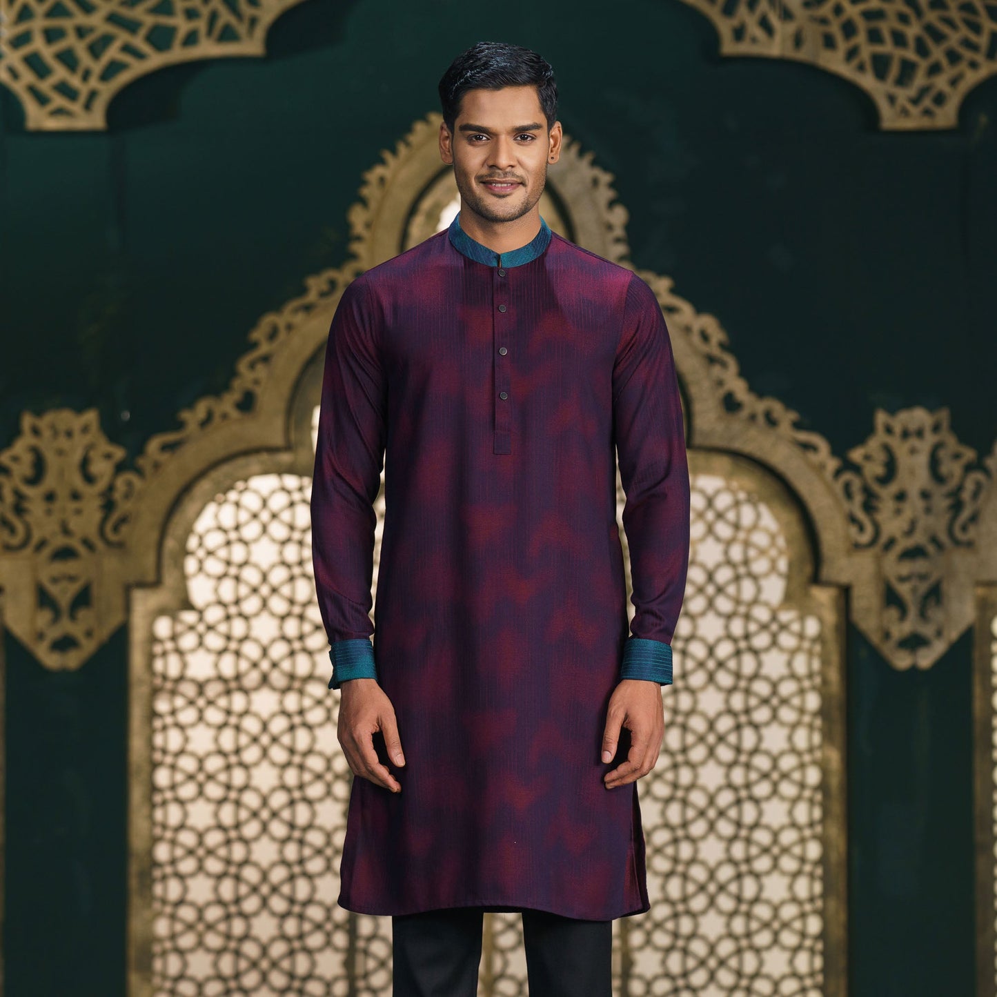 Mens Premium Panjabi-Purple Red