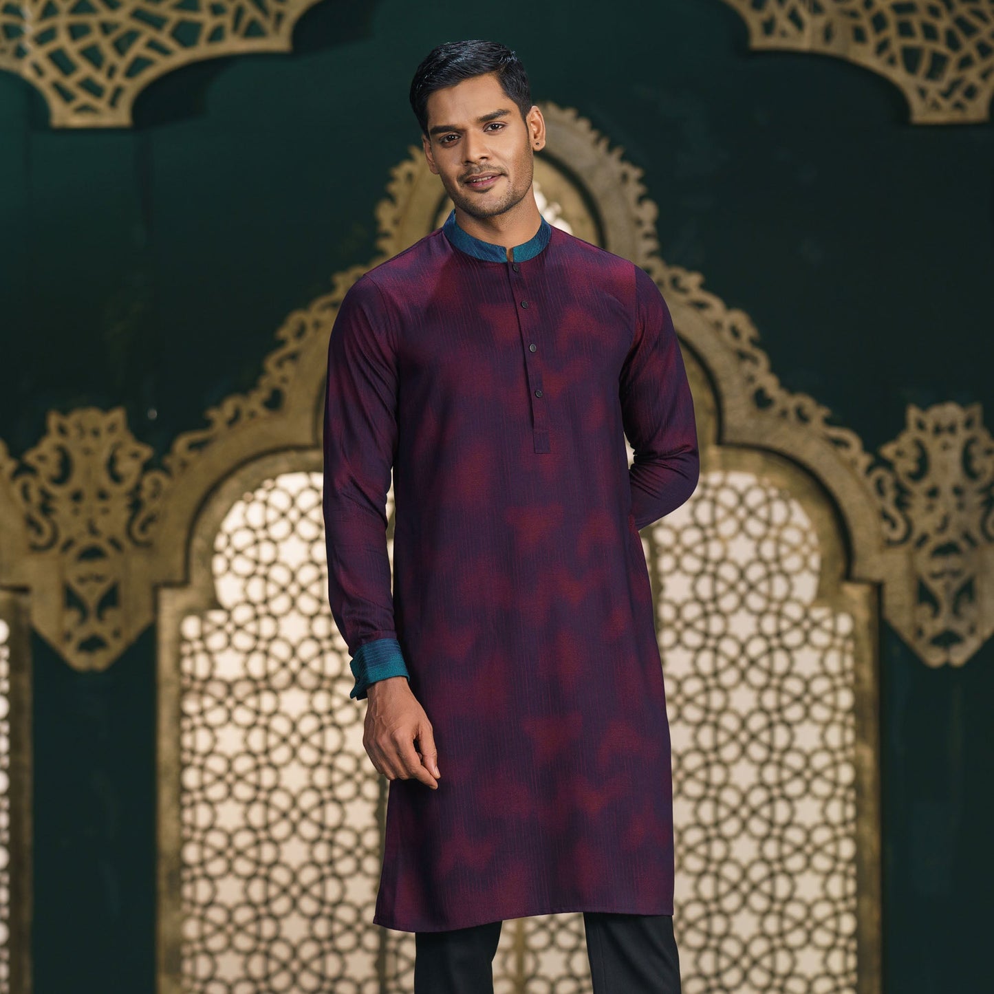 Mens Premium Panjabi-Purple Red