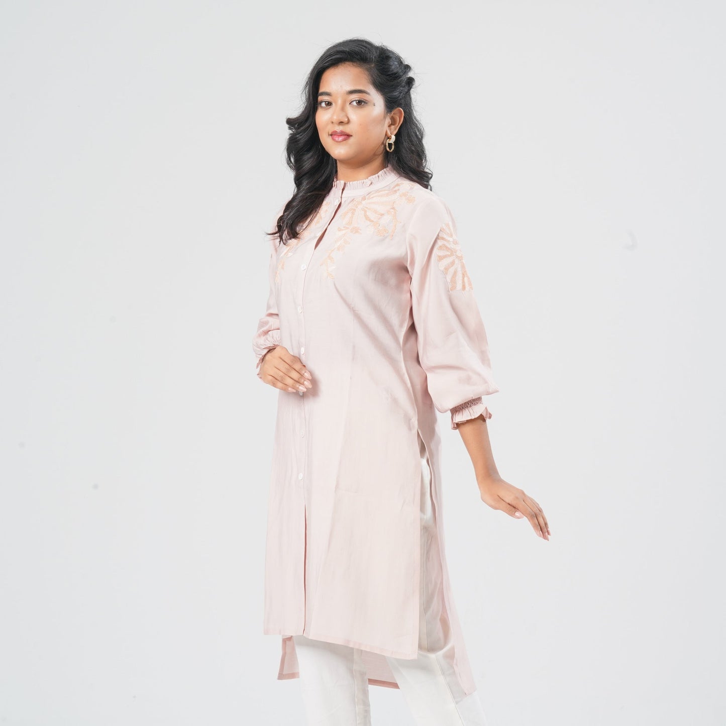 Women’s Peach Embroidered Two Piece Set
