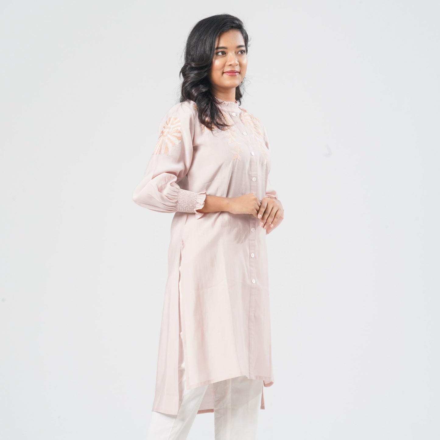 Women’s Peach Embroidered Two Piece Set