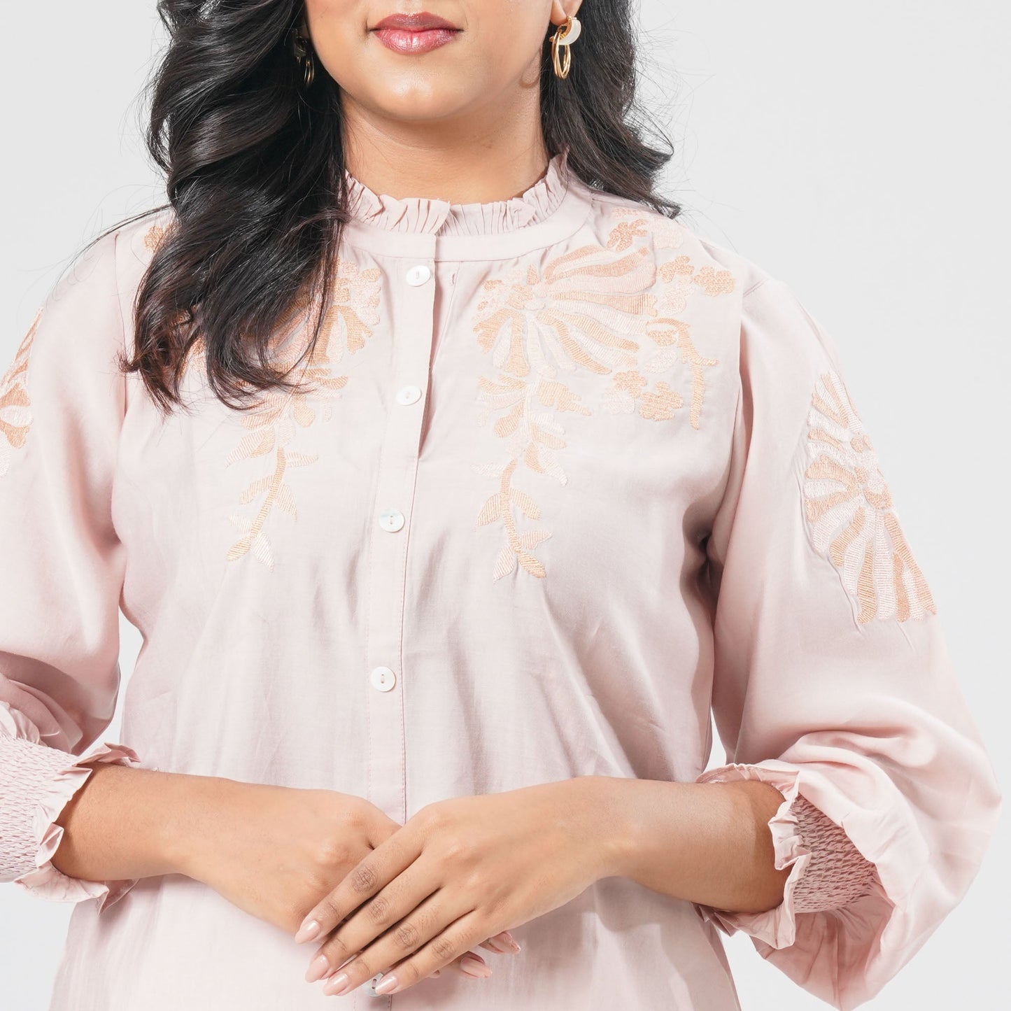 Women’s Peach Embroidered Two Piece Set