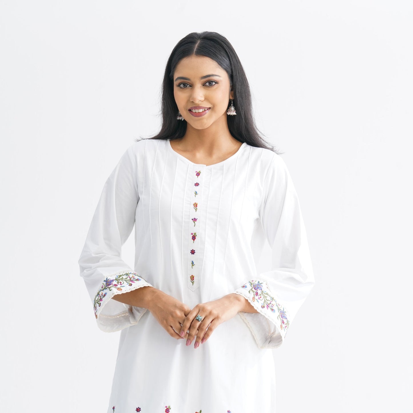 Womenâ€™s White Embroidered Two-Piece Set