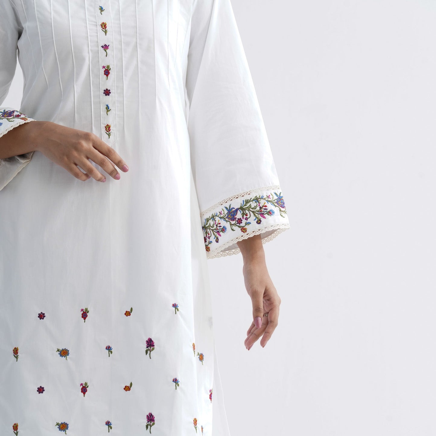 Womenâ€™s White Embroidered Two-Piece Set