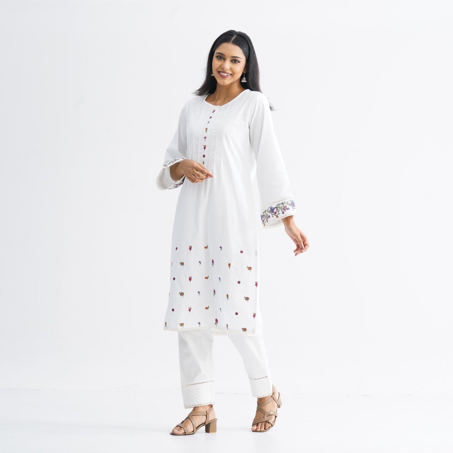 Womenâ€™s White Embroidered Two-Piece Set