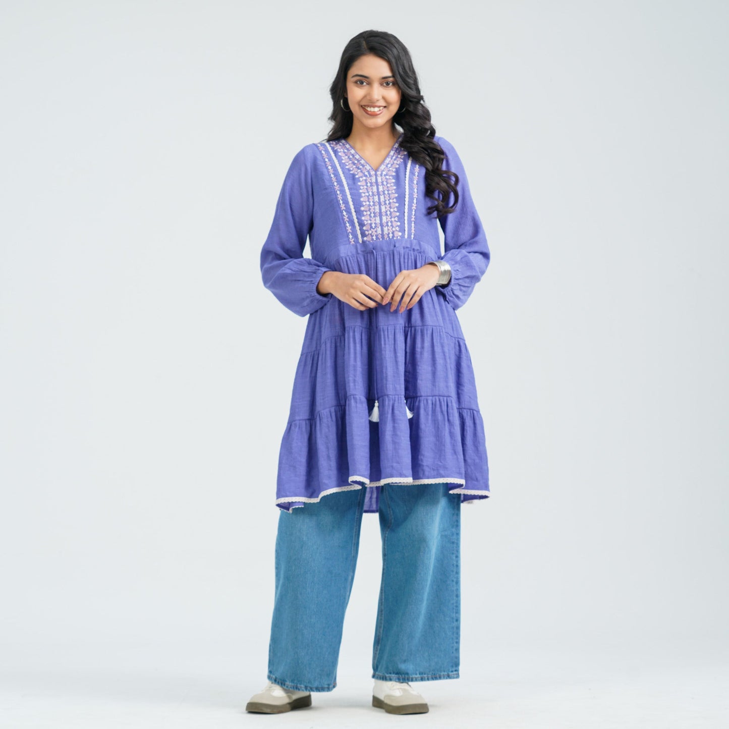 Women’s Purple Embroidered Cotton Top