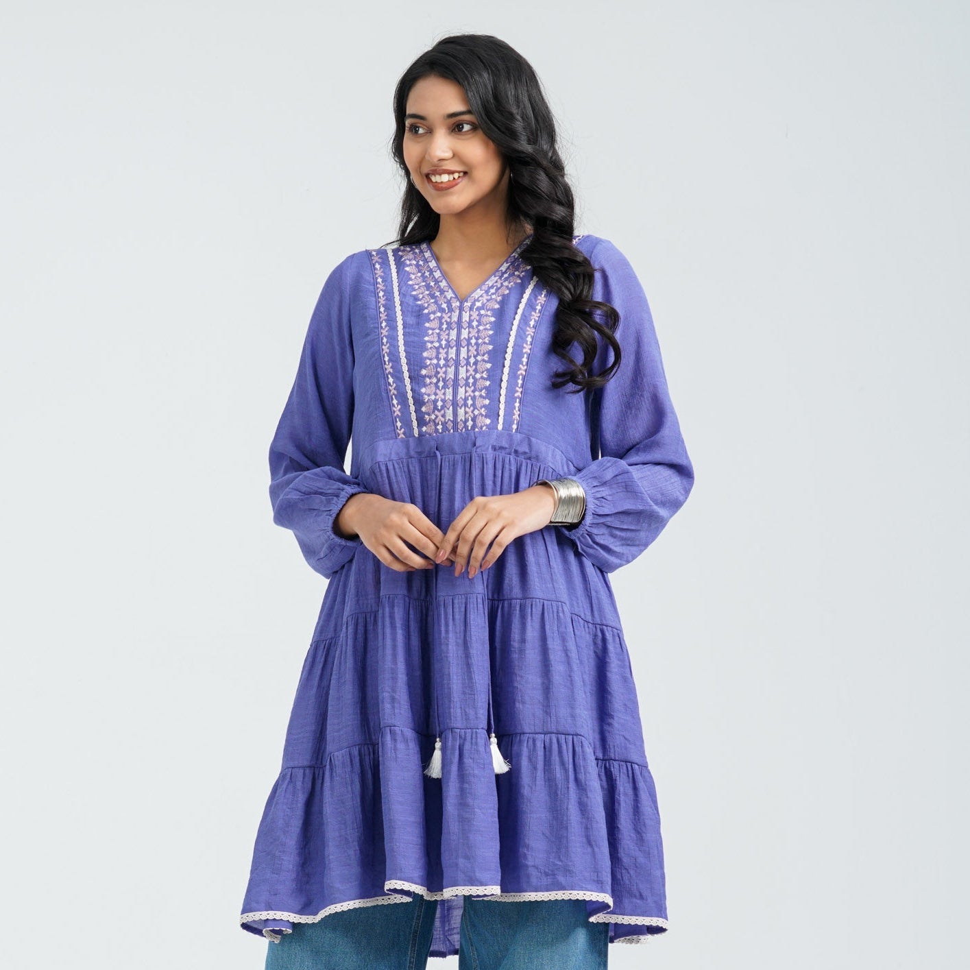 Women’s Purple Embroidered Cotton Top