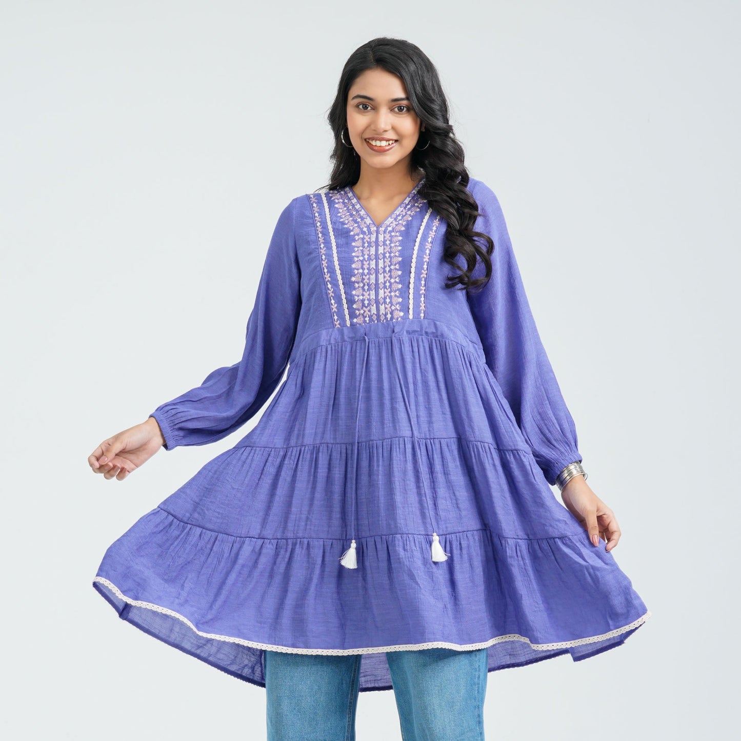 Women’s Purple Embroidered Cotton Top