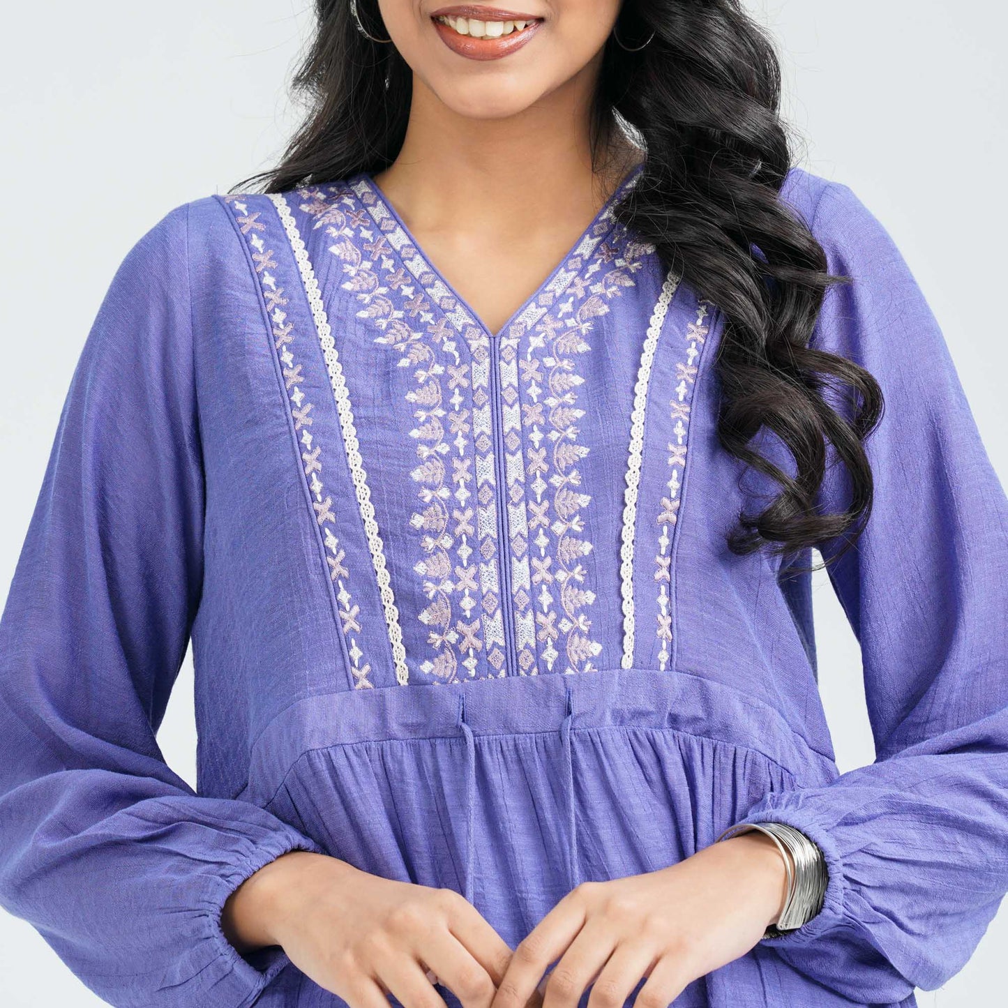Women’s Purple Embroidered Cotton Top