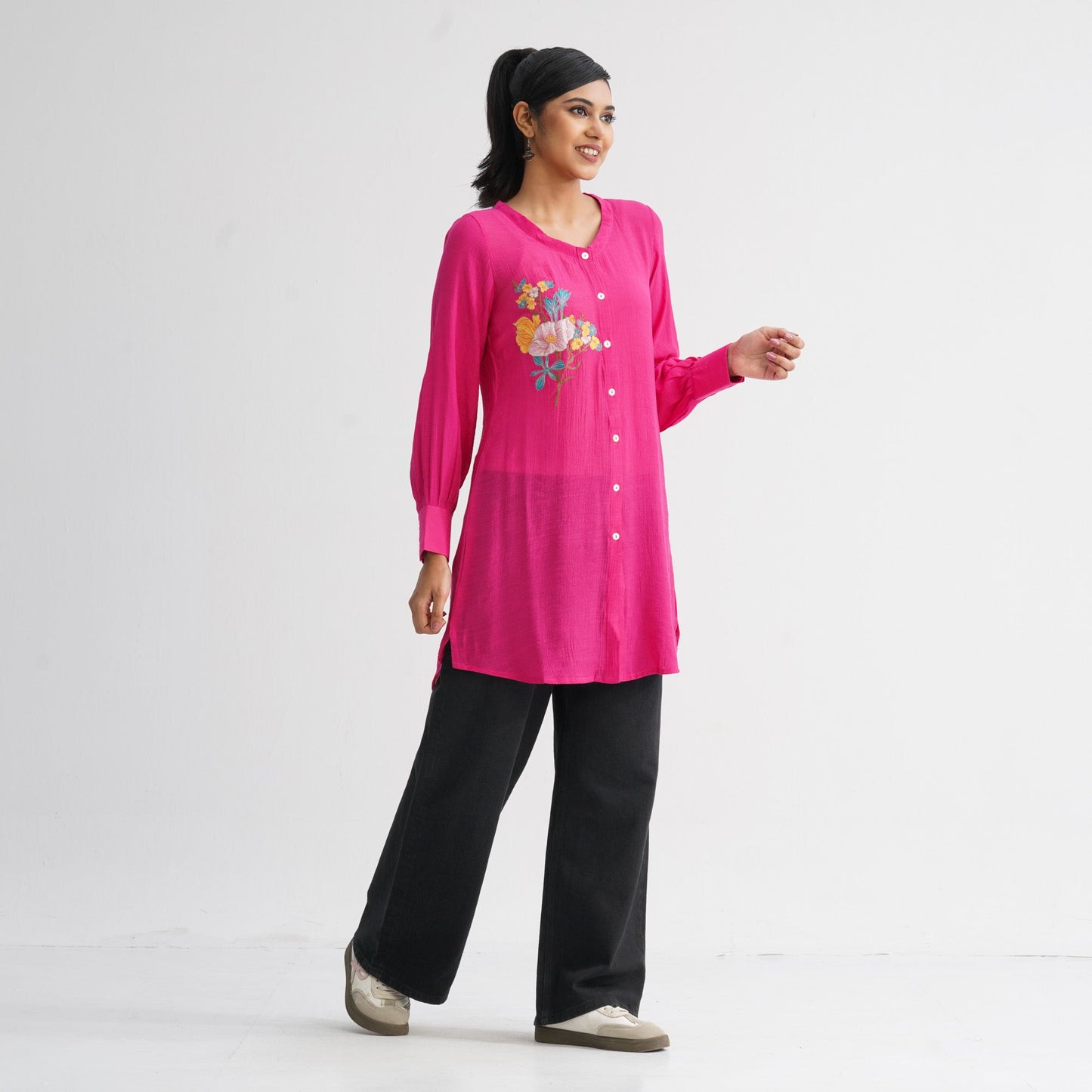 Womenâ€™s Pink Embroidered Top