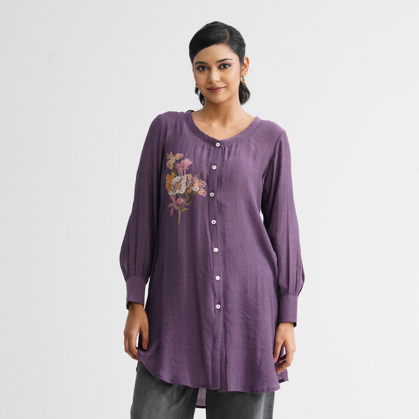Womenâ€™s Purple Embroidered Top