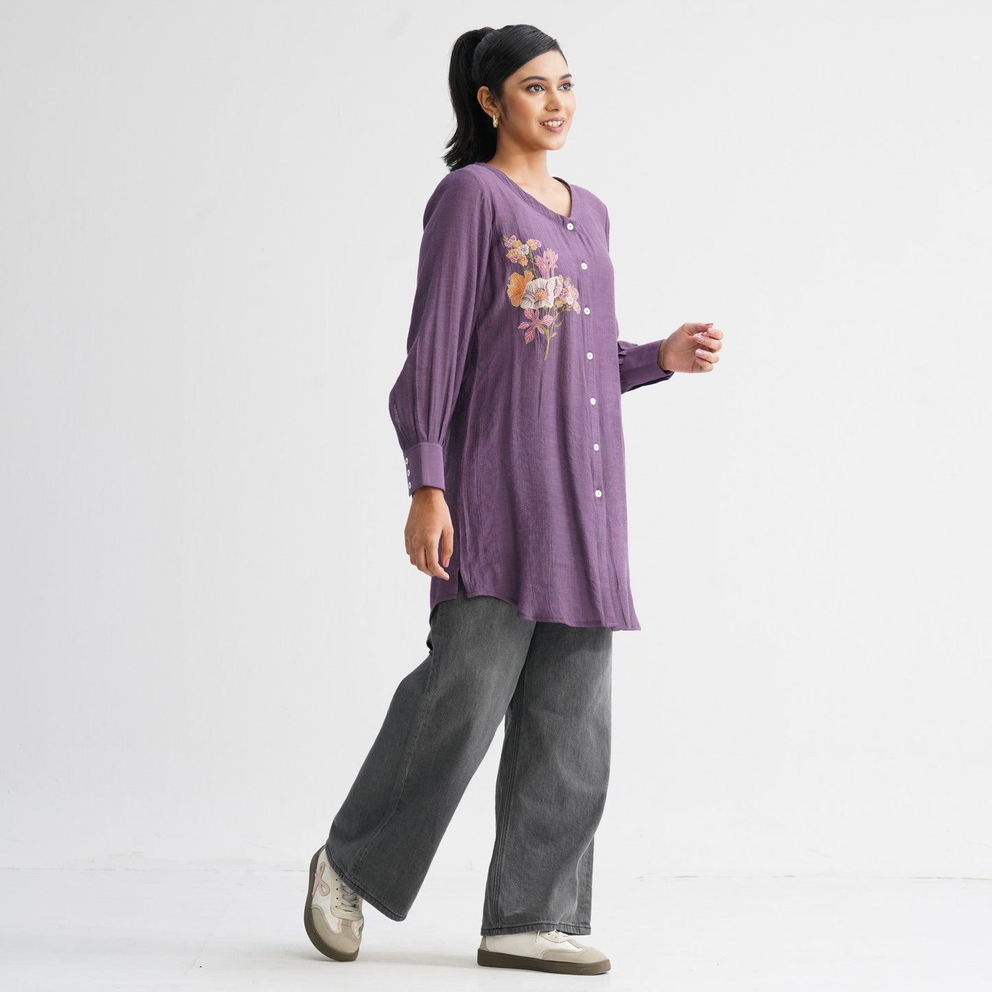 Womenâ€™s Purple Embroidered Top