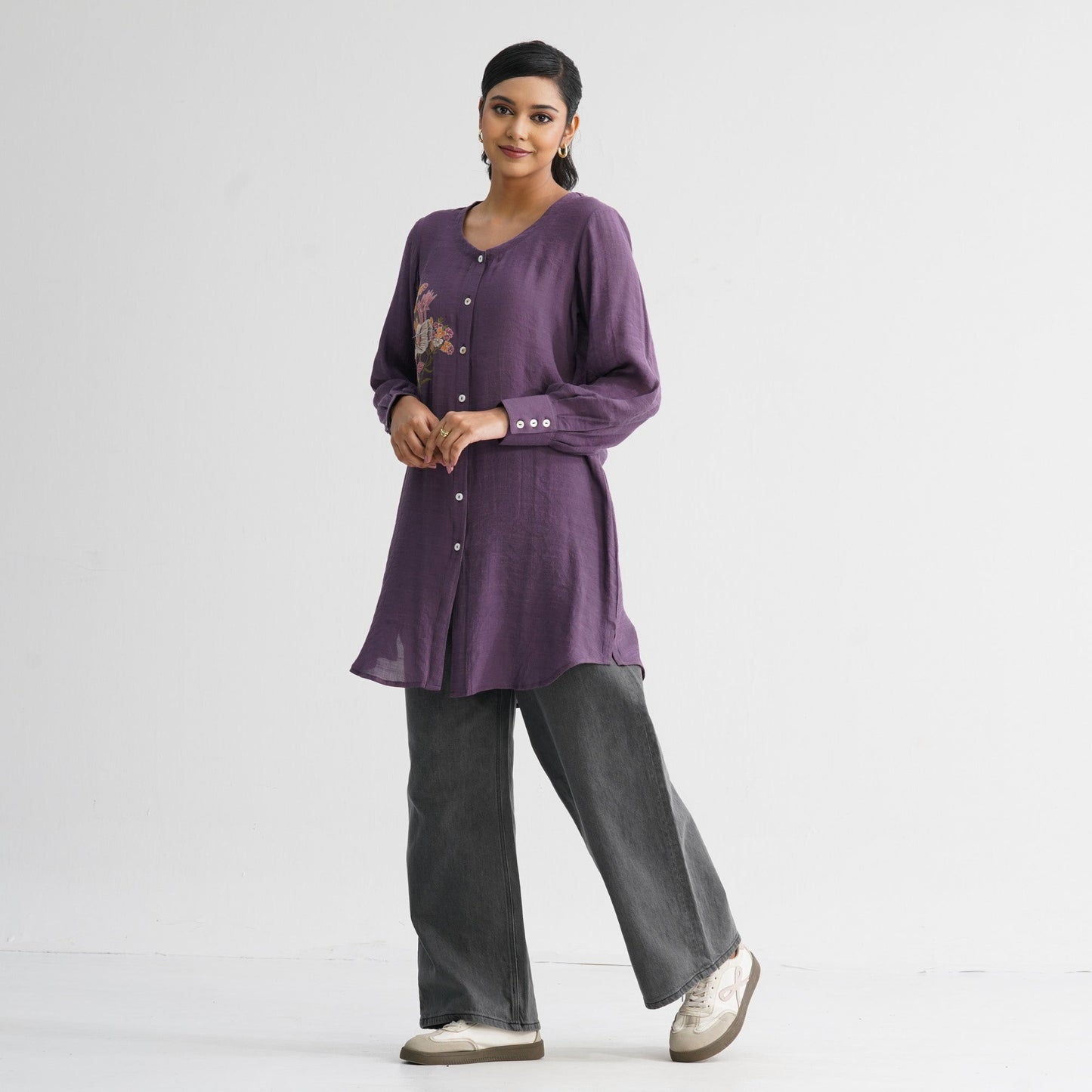 Womenâ€™s Purple Embroidered Top