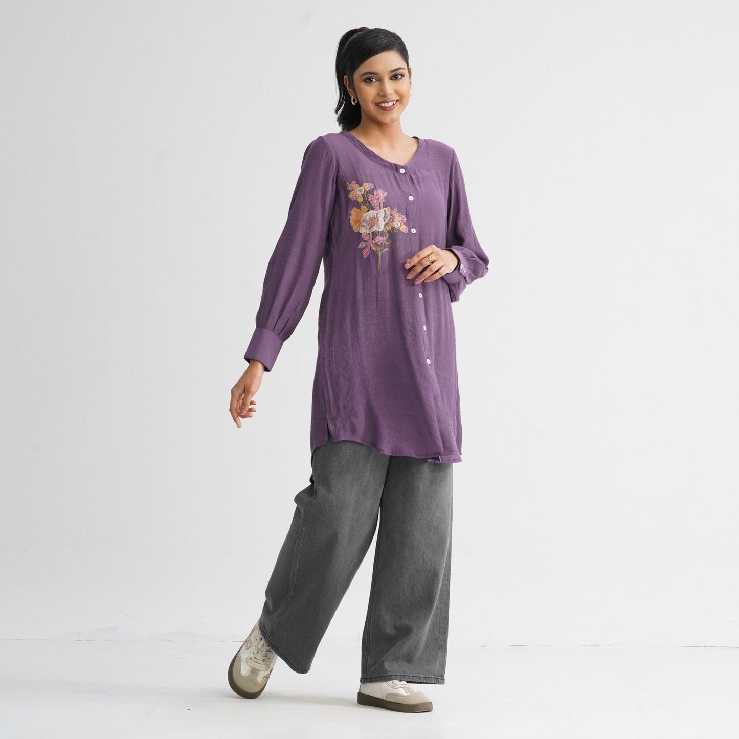 Womenâ€™s Purple Embroidered Top
