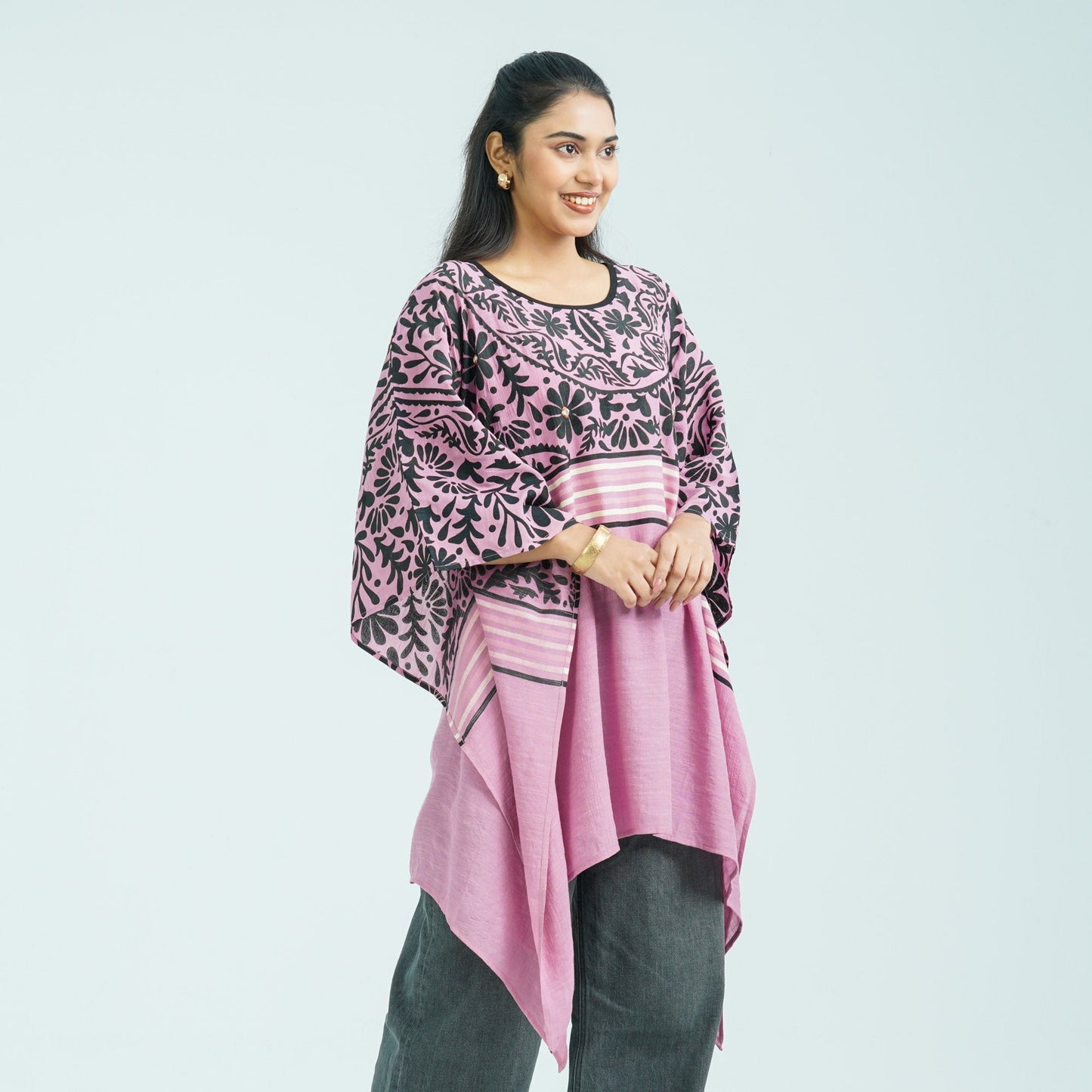 Women’s Floral Pink Mirror Kaftan Top