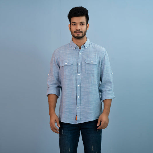 Men's Light-Blue Casual Shirt