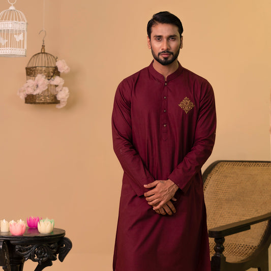 Mans Panjabi-Maroon