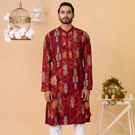Mens Panjabi-Maroon