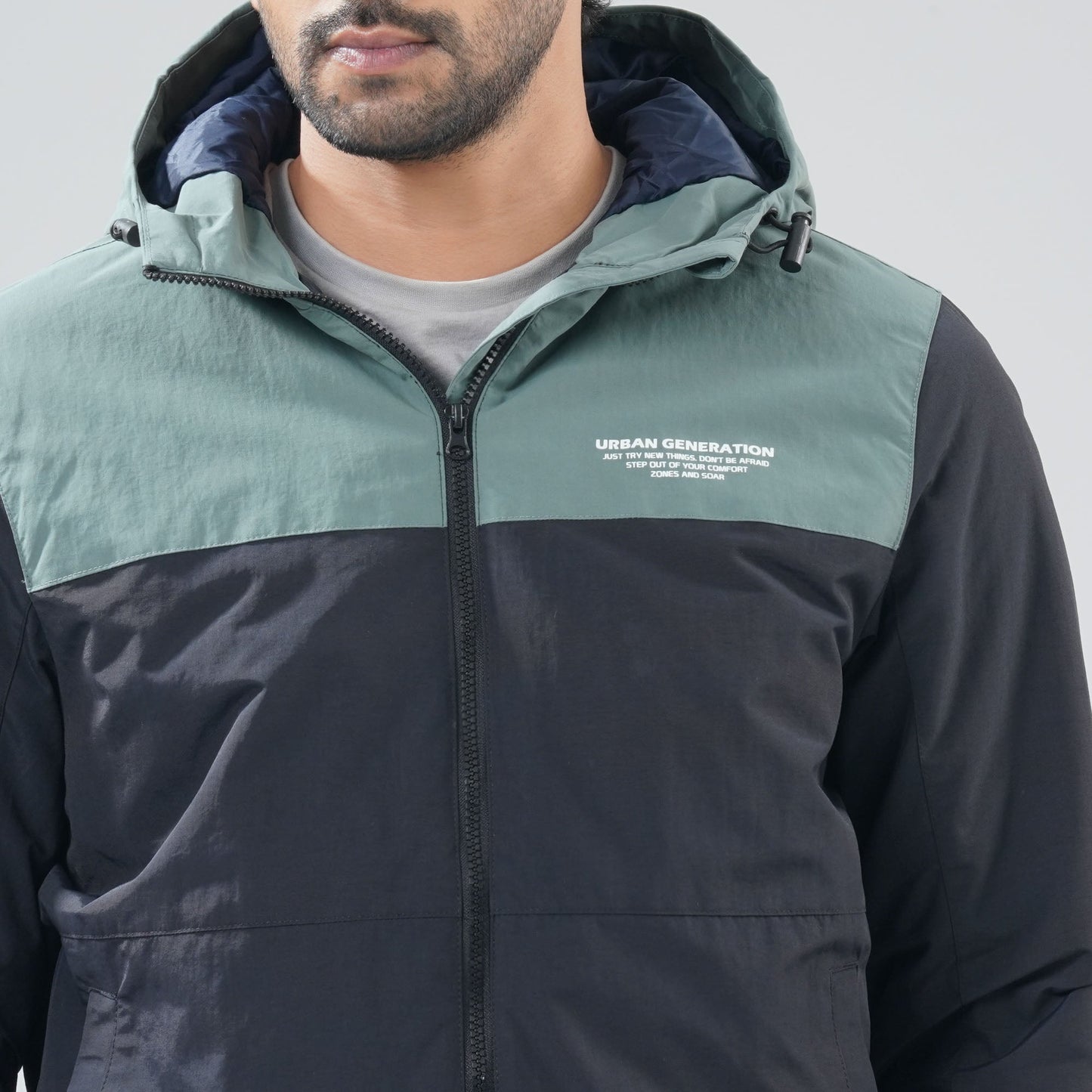 Mens Black & Green Windbreaker