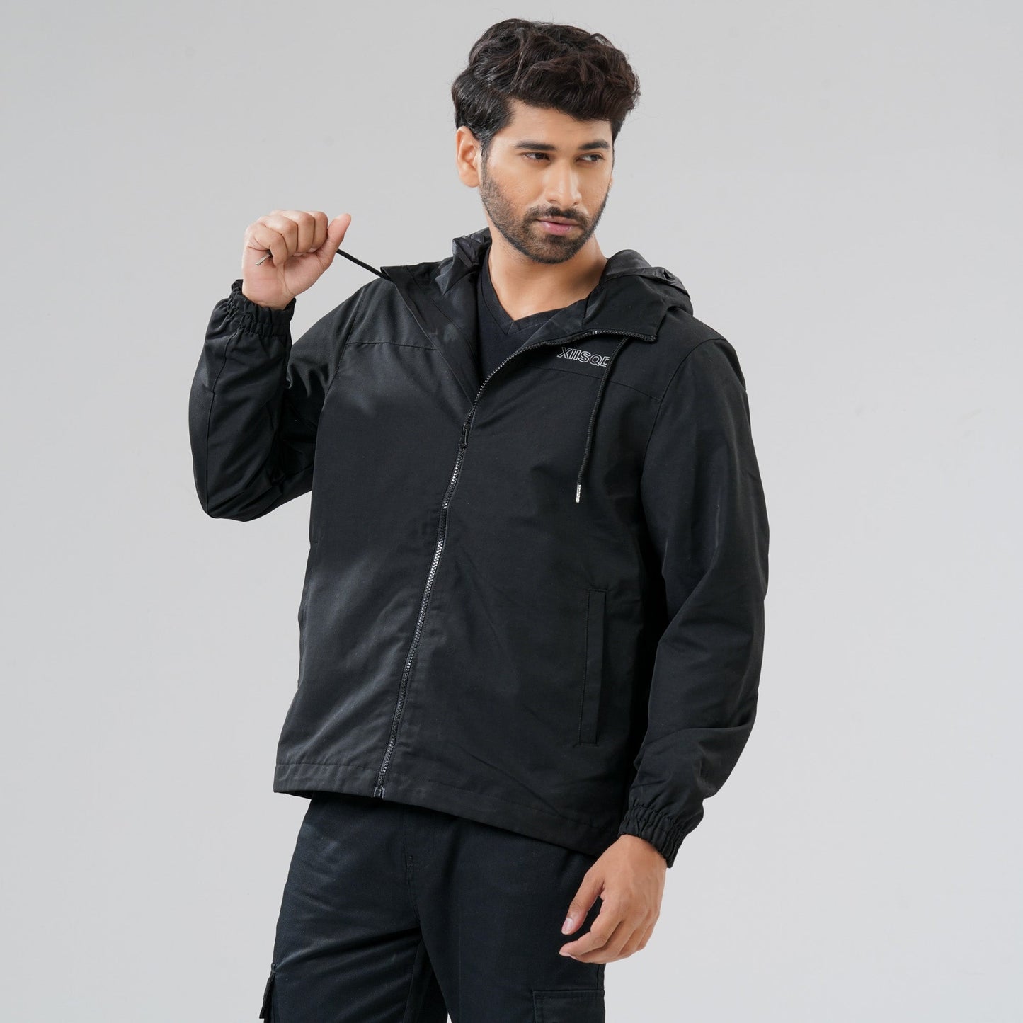 Mens Black Windbreaker