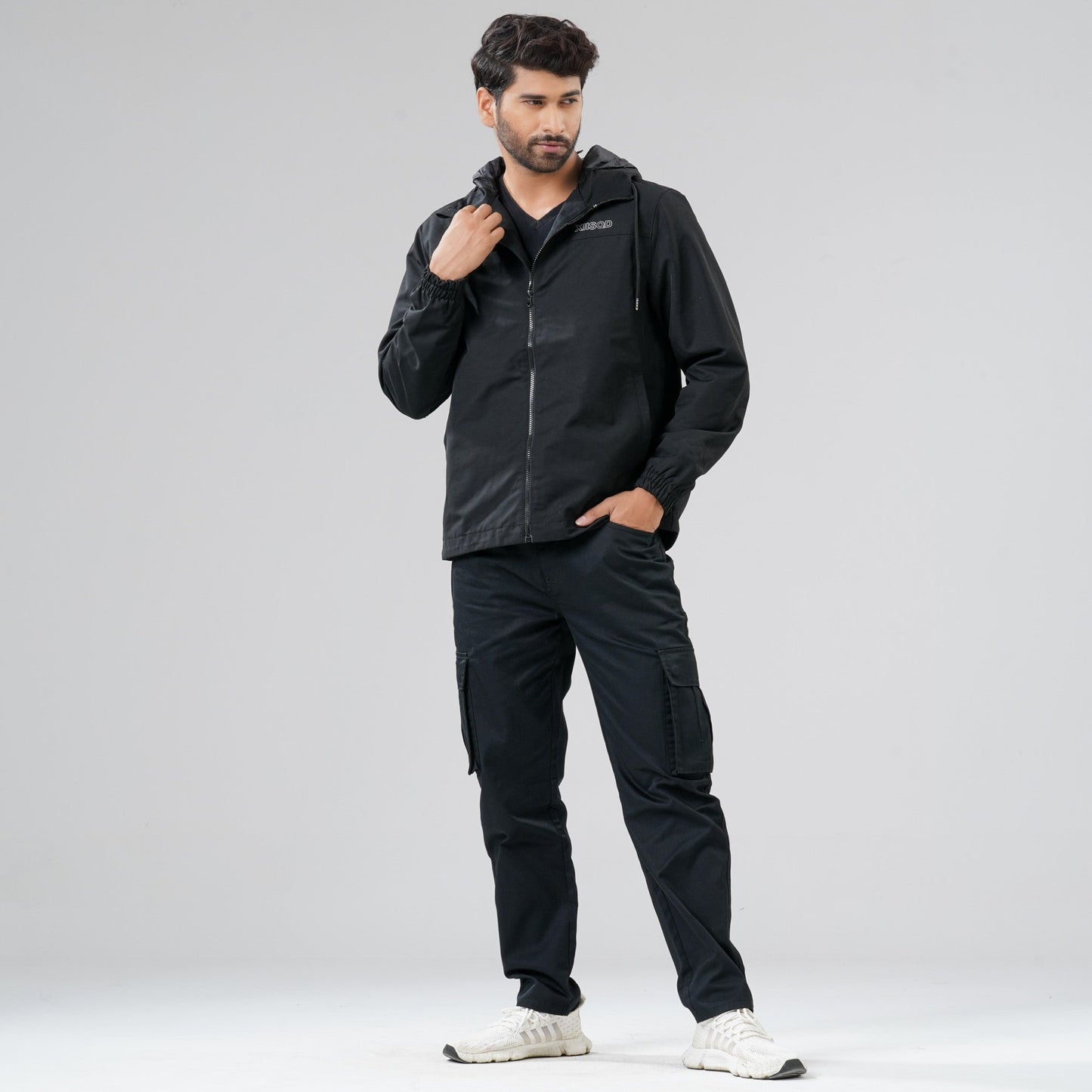 Mens Black Windbreaker