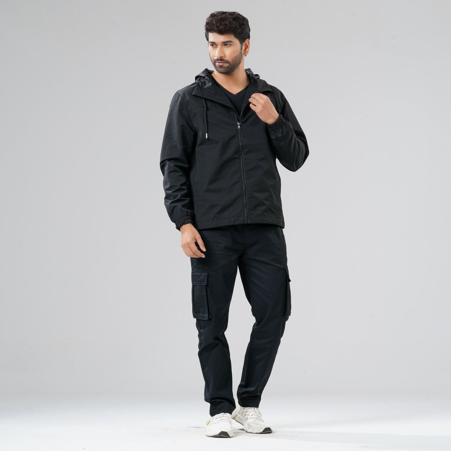 Mens Black Windbreaker