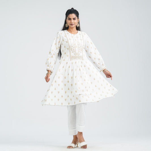 Women’s White Embroidered Two Piece Set