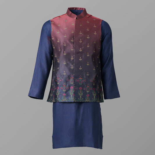 Mens Wine & Navy Two Piece Set