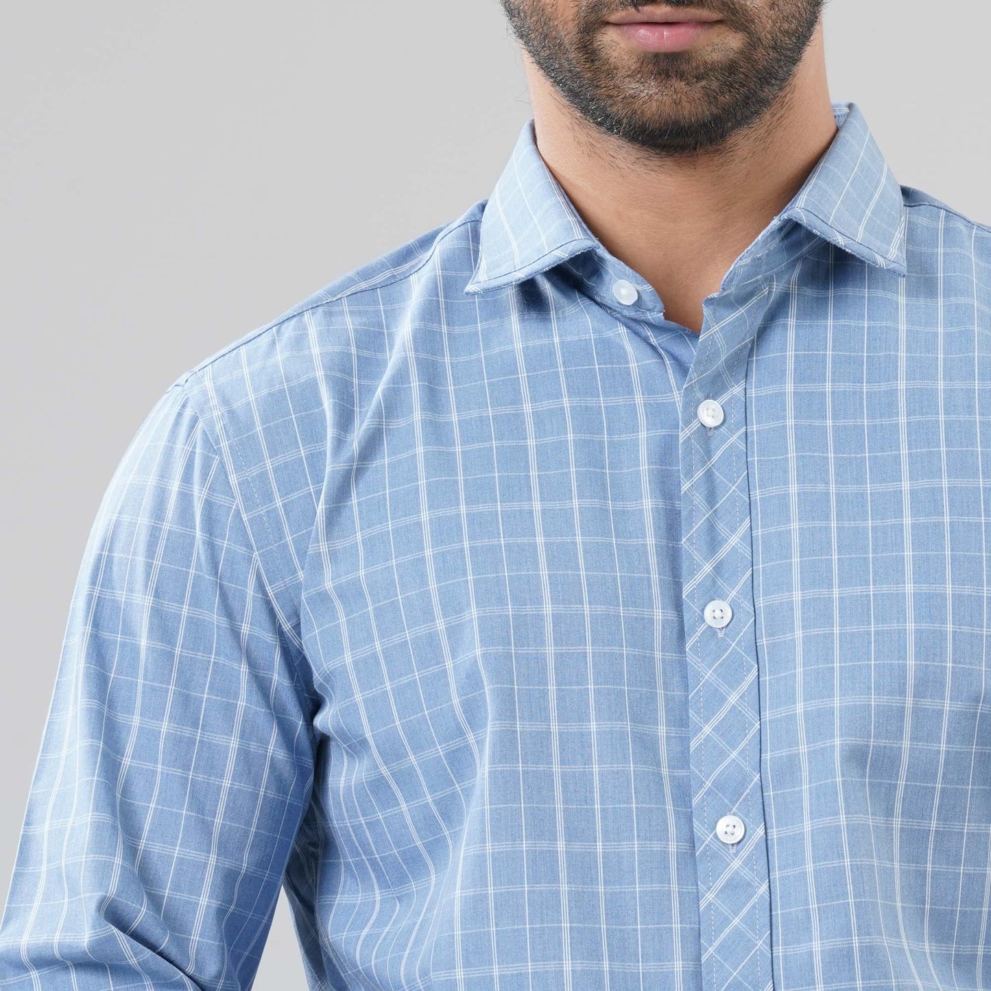 Mens Blue Check Shirt