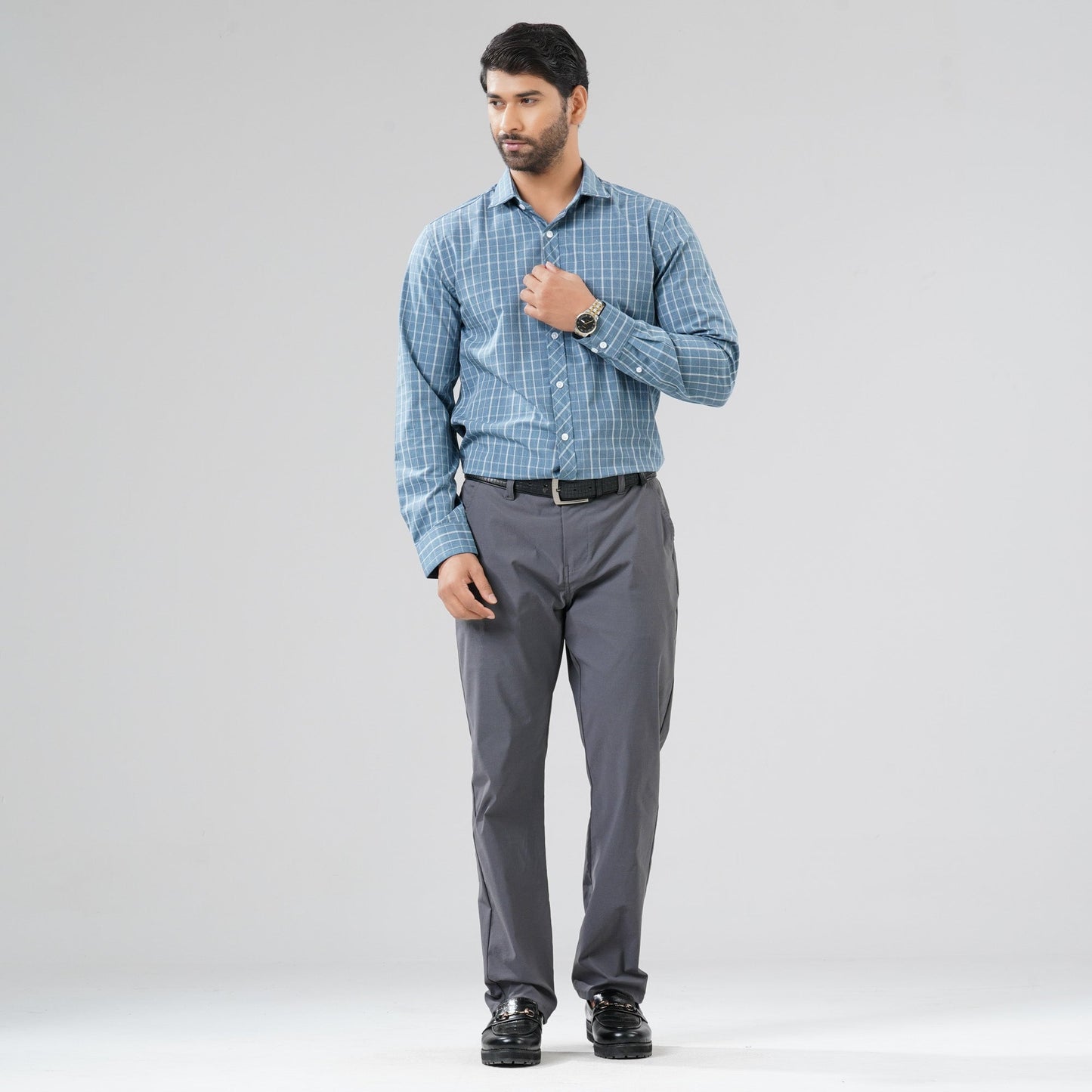 Mens Blue Check Shirt