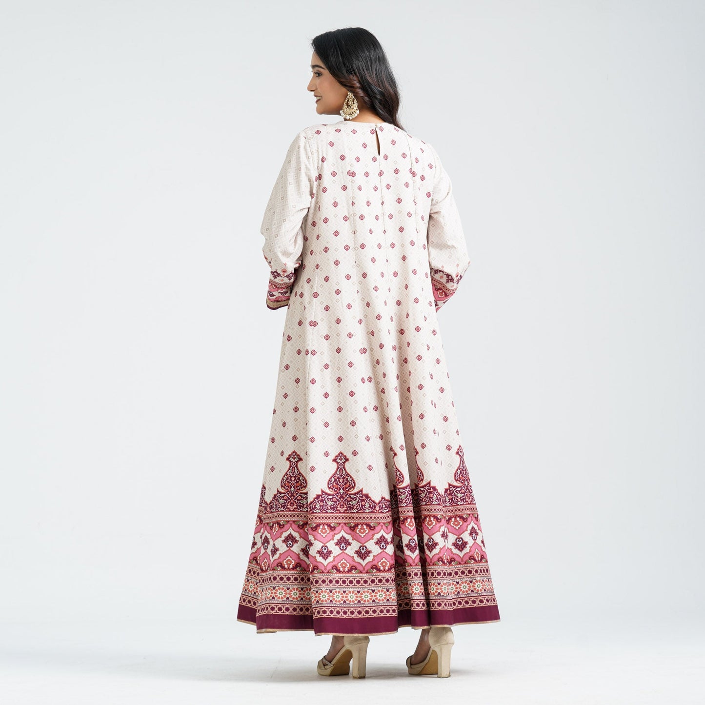 Women’s Embroidered Burgundy Silk Gown
