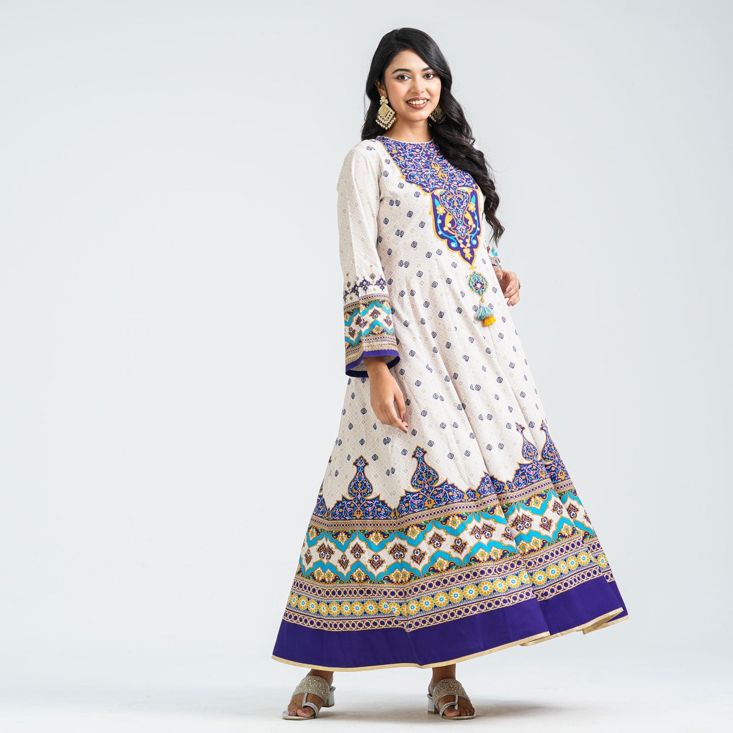 Women’s Embroidered Blue Silk Gown
