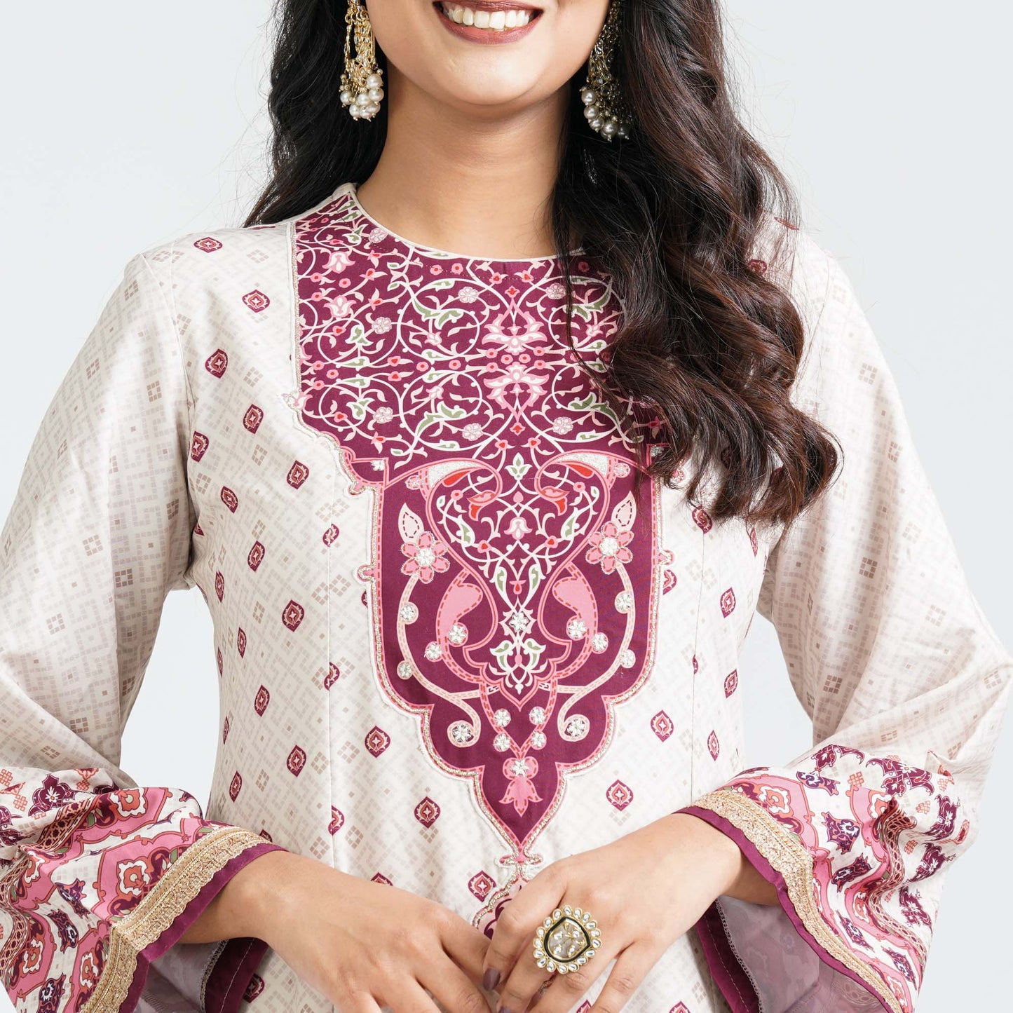 Women’s Embroidered Burgundy Silk Gown