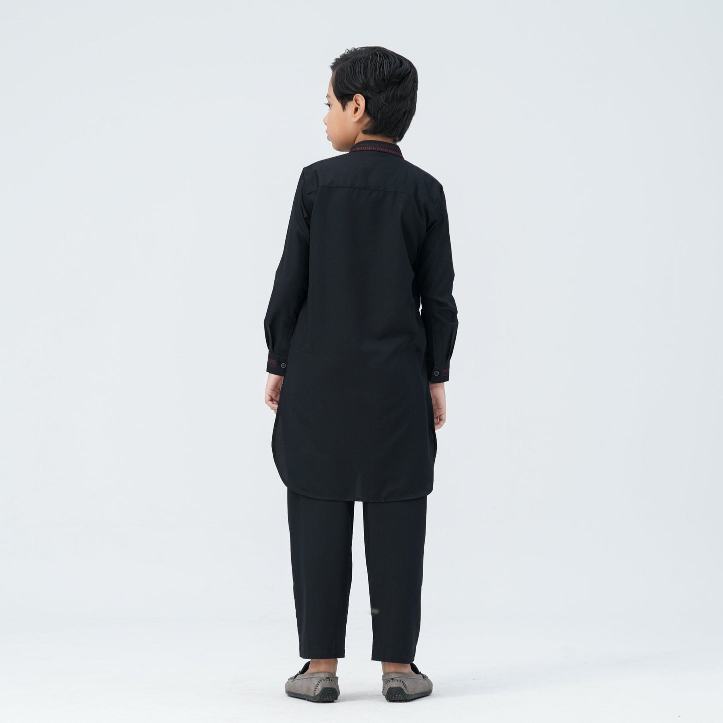 Boy's Black Linen Viscose Kabli