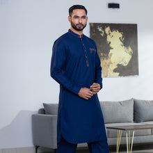 Load image into Gallery viewer, Men&#39;s Navy Embroidered Kabli Set
