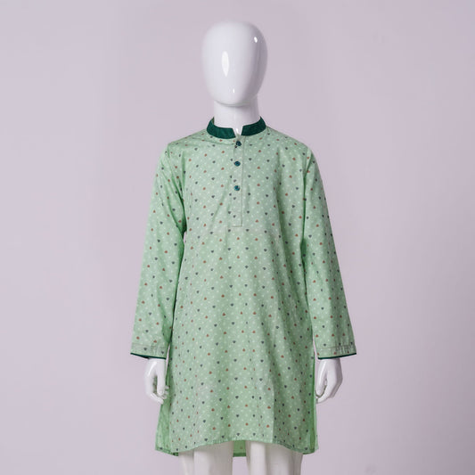Boys Light Green Print Panjabi