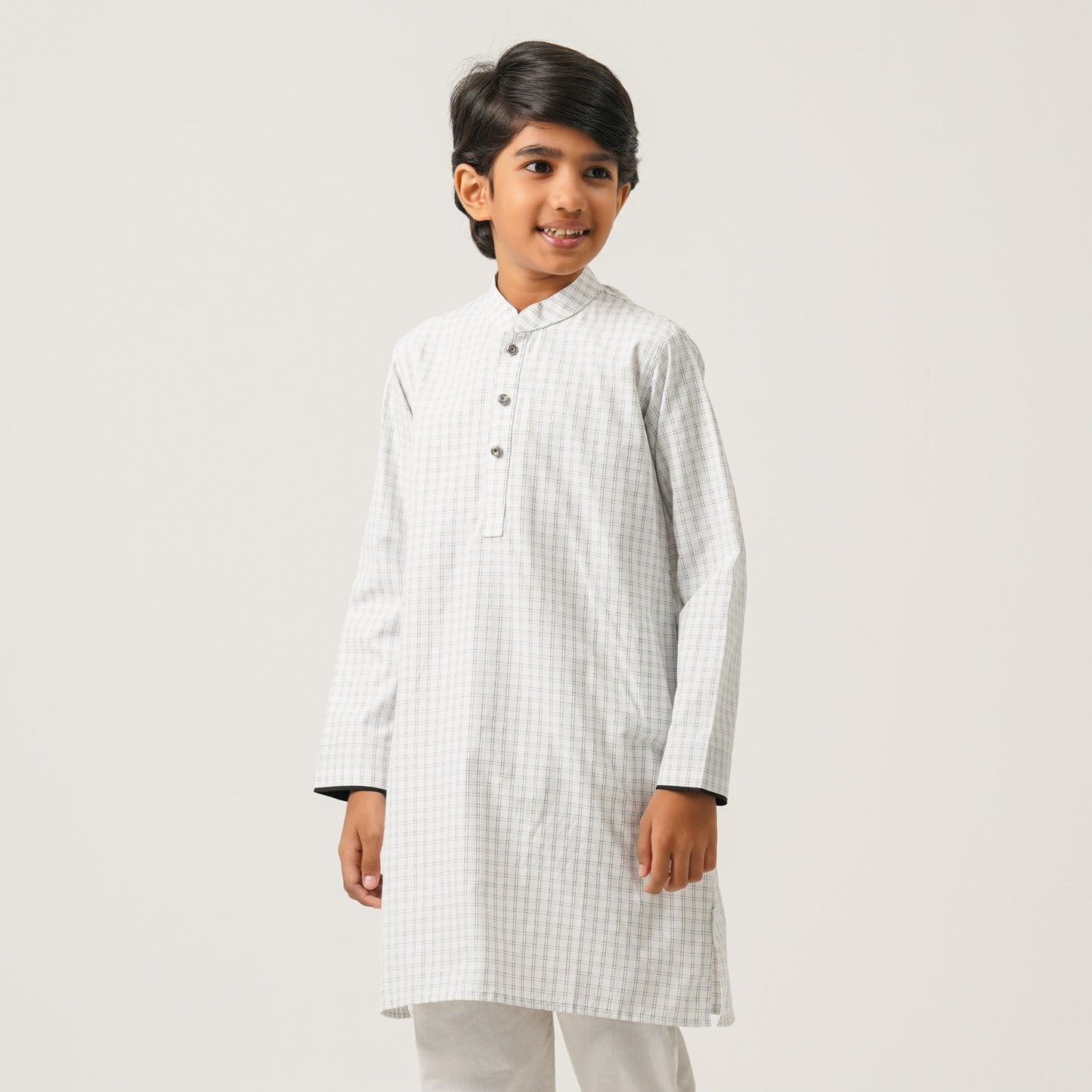 Boys White Check Panjabi
