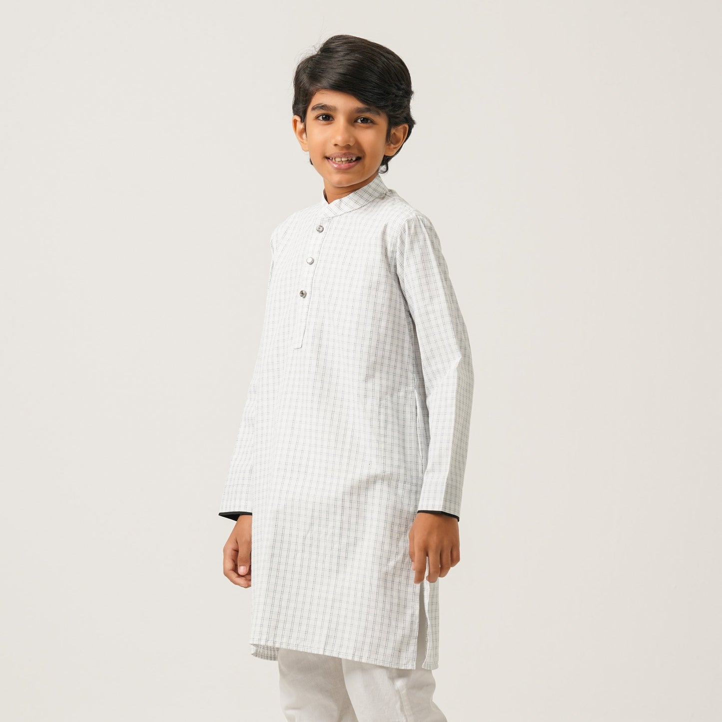 Boys White Check Panjabi