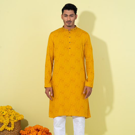 Mens Mustard Panjabi