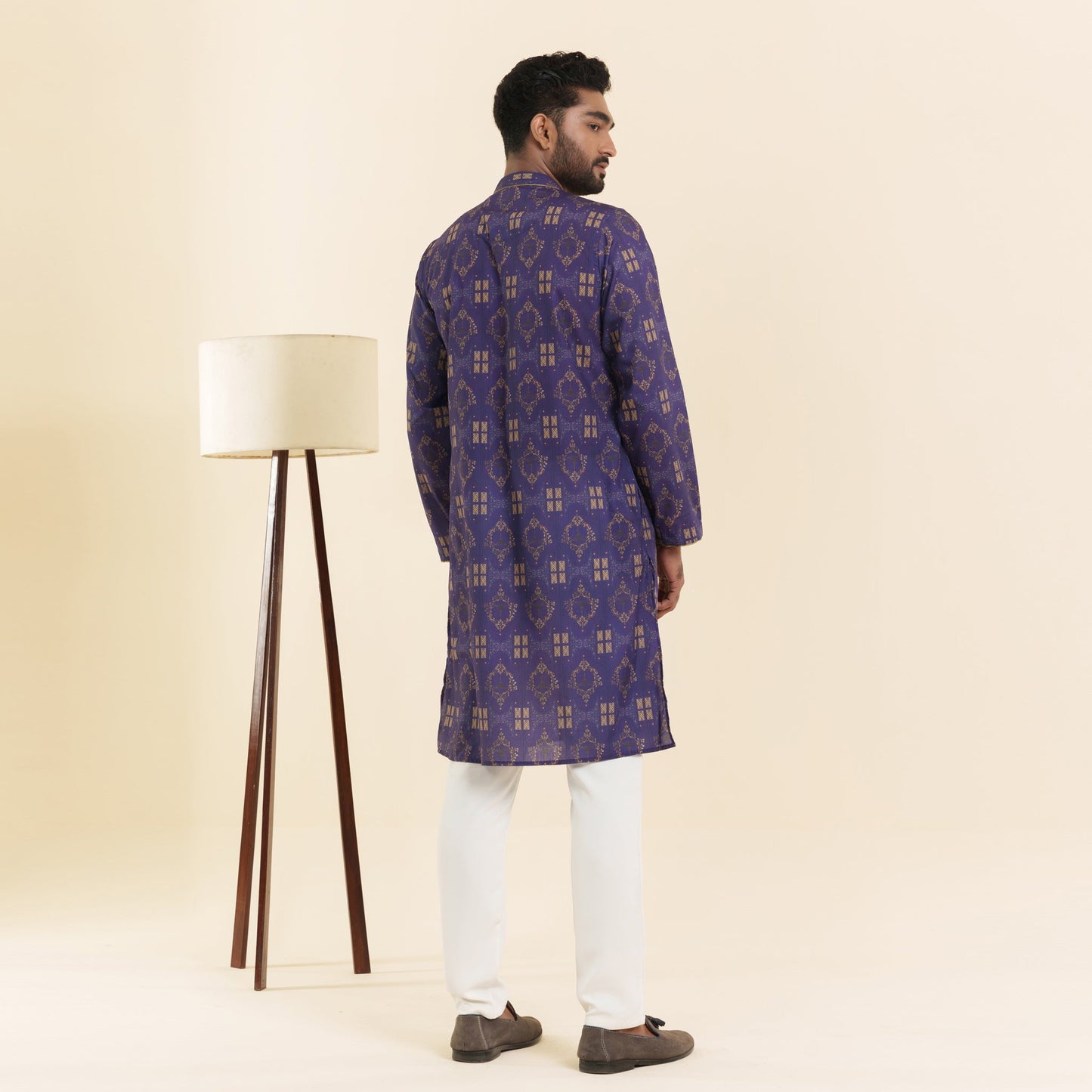 Mens Basic Panjabi- Violet Print